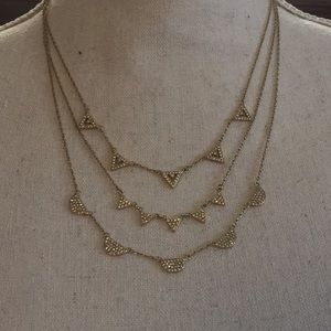 stella & dot Gold Tone Pave Chevron Necklace + Box